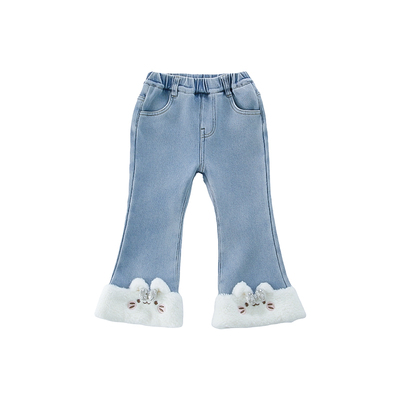 小童弹力加绒加厚保暖微喇牛仔裤