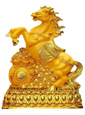 立马金色树脂招财摆件店铺装饰