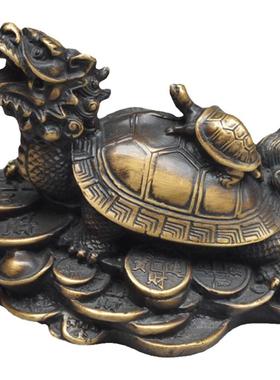 实心招财纯铜龙头龟摆件金钱龟家居客厅博物架办公桌装饰工艺品