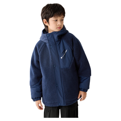 巴拉巴拉男童棉服儿童加绒外套大童摇粒绒棉衣2025冬装新款童装厚