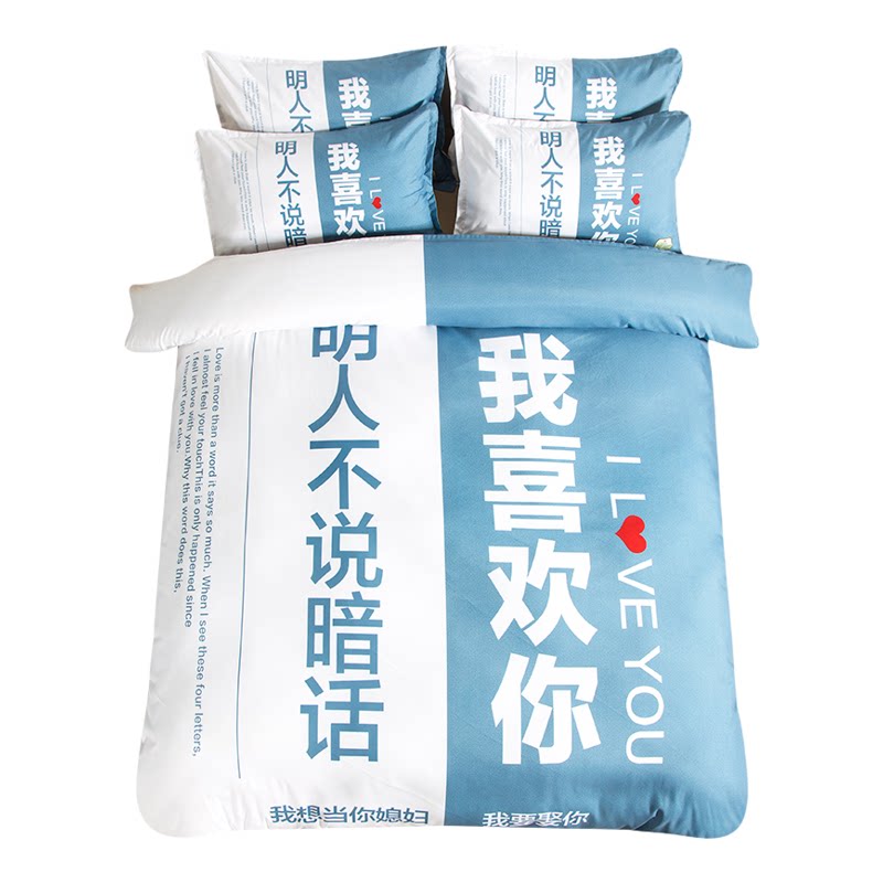 网红文艺范创意情侣加厚磨毛被套