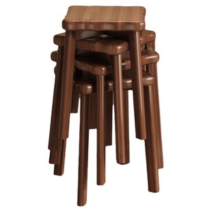 实木凳子家用可叠放方凳客厅备用餐桌凳结实耐用木头方板凳梳妆凳