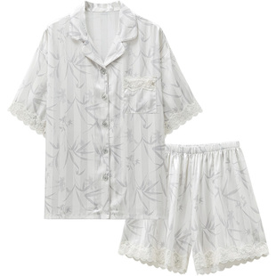 思莉太太情侣睡衣女款夏季凉感冰丝高级感国风夏天男士短袖家居服