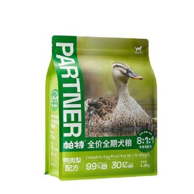 帕特狗粮生命系列全价全期鸭肉梨生骨肉冻干成幼孕期犬粮1.8kg8kg