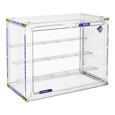 盲盒收纳展示架桌面防尘亚克力透明泡泡玛特大容量阶梯手办收纳盒