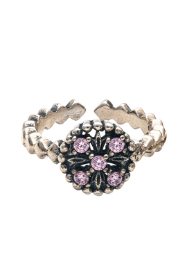 复古五锆个性纯银开口精致戒指女