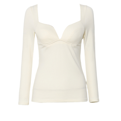 DPLAYSWEET【暖肤衣】深v保暖磨毛长袖套头上衣自带胸垫2025冬冬