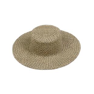 ［沙鸥］定制款咸草镂空草帽大檐平顶帽沙滩遮阳旅行帽子时尚复古