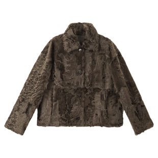 仿皮毛一体女款外衣冬季新款高级感宽松环保毛短款小湖羊皮草外套