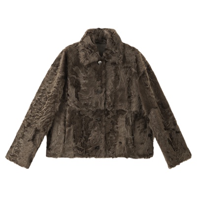 宽松环保短款小湖羊皮草毛毛外套