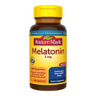 美国天维美3mg褪黑素240片NatureMade进口退黑素睡眠片melatonin