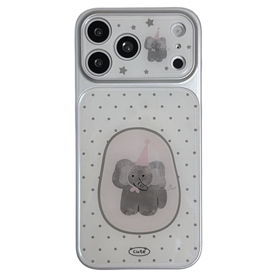 北比 韩系奶呼呼波点小象适用苹果17promax手机壳iphone16pro新款17女14pro电镀大视窗15pro全包防摔手机套