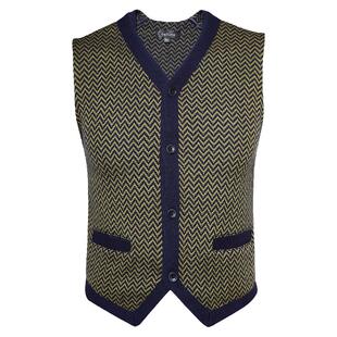 CALLISTO卡利斯特男春秋提花V领单排扣保暖商务时尚羊毛背心马甲