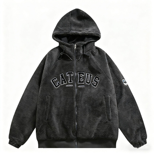 大码女装美式双面穿保暖羊羔毛棉服女秋冬胖mm韩系时尚气质厚外套