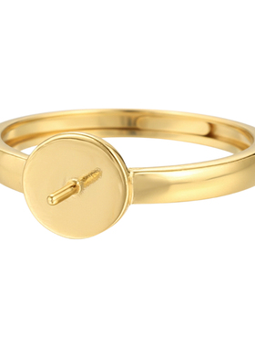 平头带针手工珍珠戒托配件底盘托