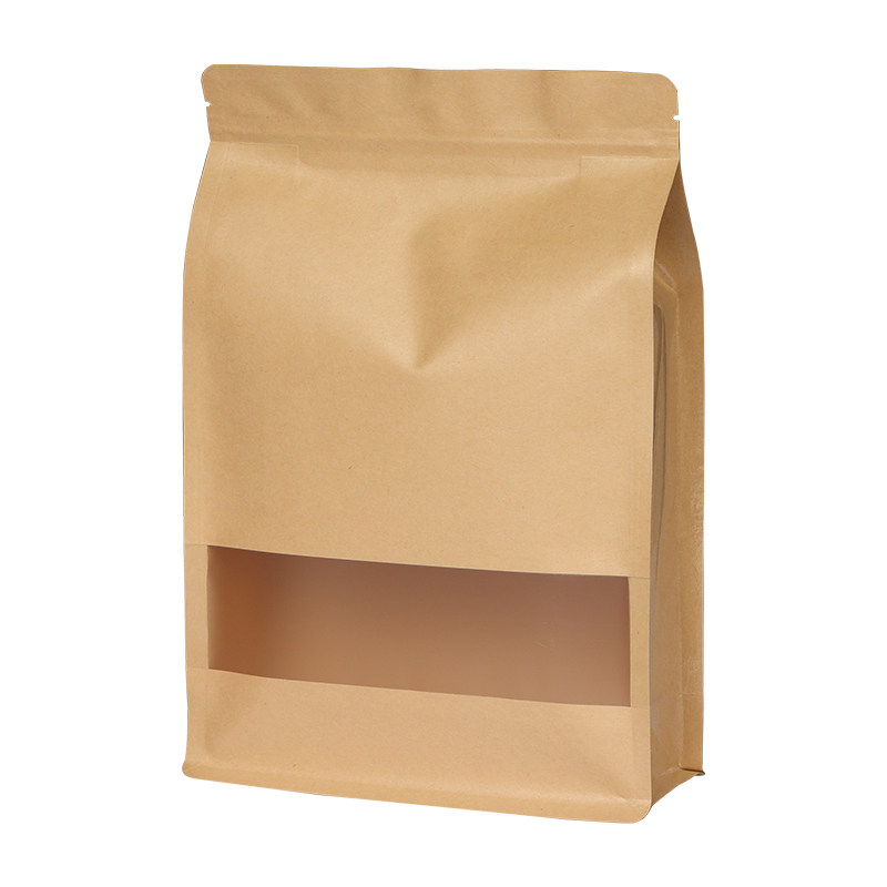 牛皮纸袋 开窗八边封自封袋 红枣夹核桃干果茶叶包装袋食品袋定制