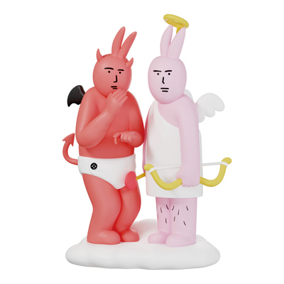 plzdot粉红兔子可爱抽象盲盒摆件