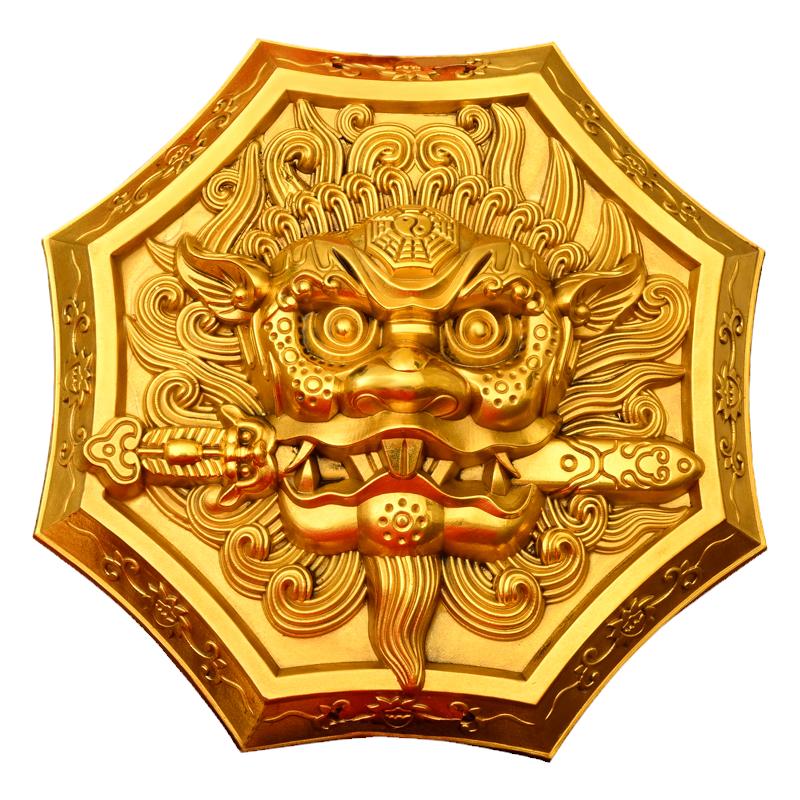 黄铜狮咬剑挂件兽头睚眦家居阳台