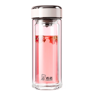 希诺双层玻璃杯女士新款水杯官方正品高颜值茶杯高档礼品杯子定制