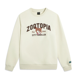 李宁卫衣迪士尼疯狂动物城联名男士2025新款冬季休闲圆领AWDVB25