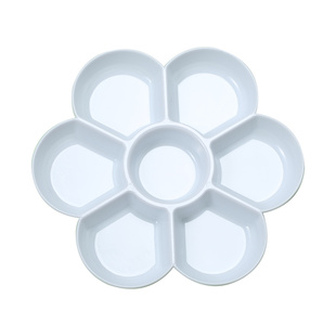 艾黎梅花调色盘美术生专用国画丙烯画画调色板深口儿童颜料水彩调色碟盒白色画盘透明亚克力塑料仿陶瓷工具