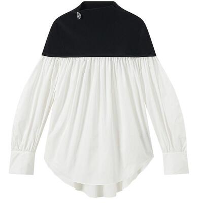 COMME MOI吕燕设计师款女装针梭拼接上衣淡人穿搭衬衫