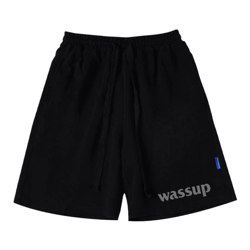 WASSUP字母美式短裤男潮牌
