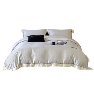 【香龄优品】简约风160支兰精天丝数码印花双拼角工艺款四件套床