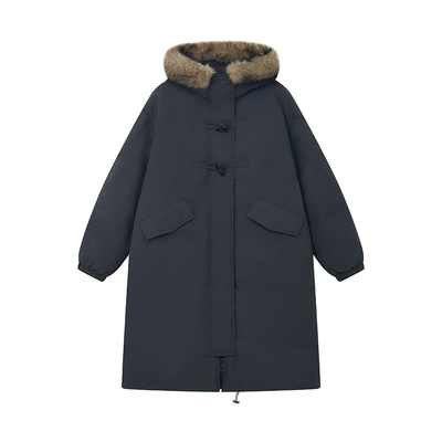 大嘎韩系毛领长款派克工装羽绒服