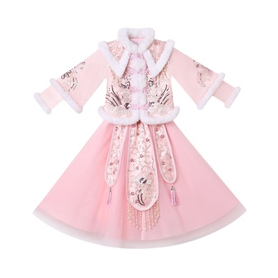 汉服女童冬装加绒加厚喜庆拜年服