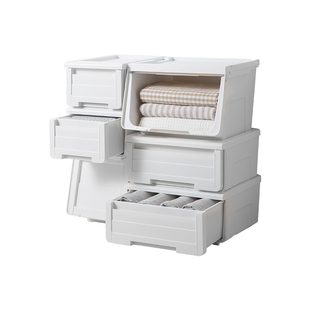 日本天马株式会社河马口收纳箱翻盖玩具整理箱ins衣服抽屉收纳盒