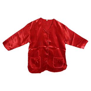 结婚睡衣红色喜庆新娘新郎上头服用品仿真丝V领中袖 裙褂打底套装