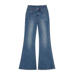 王家有鱼2026早春新款复古修身不贴腿微喇牛仔裤女款时尚百搭裤子