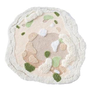 奶油风圆形地毯加厚白色客厅卧室床边毯毛绒地垫衣帽间梳妆台脚垫