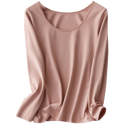 莹柔超薄纯棉上衣秋衣打底衫女