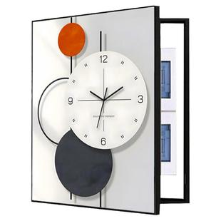 遮挡电表箱装饰画带钟表竖版现代简约配电箱轻奢高级感免打孔挂画