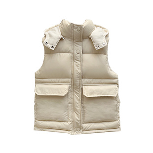 童装男童棉马夹秋冬新款儿童羽绒棉马甲女童连帽外穿坎肩宝宝背心