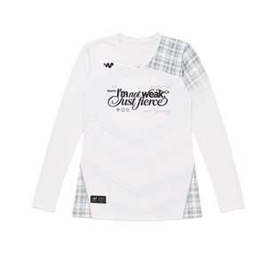 WE GOGO “灰格芭蕾”长袖羽毛球服V领热身透气速干运动训练休闲