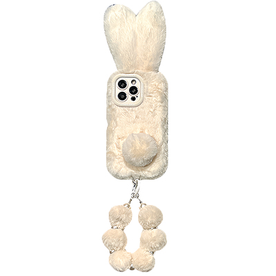 lizardhill 秋冬天毛绒可爱兔适用苹果17promax手机壳新款16pro女iphone15毛茸茸14pro软13带手链12超好看11