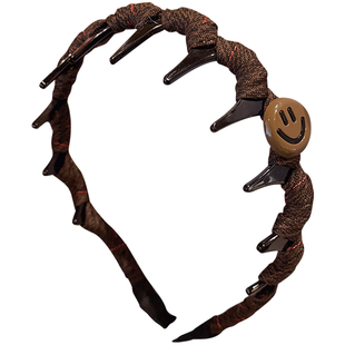 复古布艺缠绕笑脸带齿高颅顶发箍女防滑洗脸头箍压发碎发整理发卡