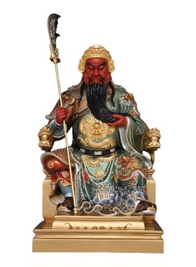 东来紫关公摆件武财神神像铜雕招财供奉铜像关帝圣君京铜伽蓝菩萨