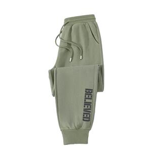 班尼路裤子男款春秋重磅棉感针织卫裤宽松男士束脚运动休闲裤男A