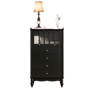 【新品】法式实木斗柜客厅靠墙电视边柜中古风主卧室斗柜储物柜子