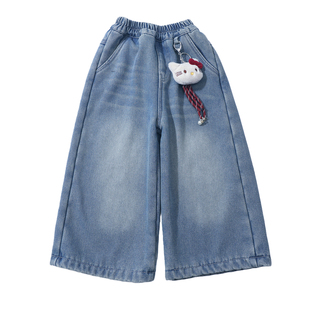 女童冬装加绒牛仔裤外穿韩版中小儿童冬季加厚直筒裤宝宝冬天长裤