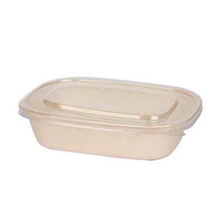 高档可降解一次性纸浆餐盒轻食沙拉盒水果打包盒便当盒饭盒带盖子