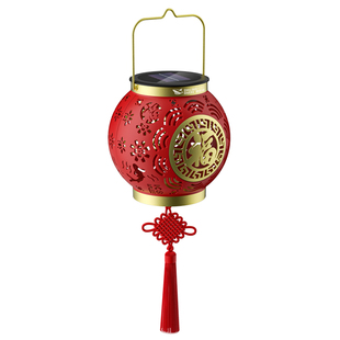 太阳能户外吊灯防水新中式室外庭院造景屋檐别墅门口凉亭灯笼福灯