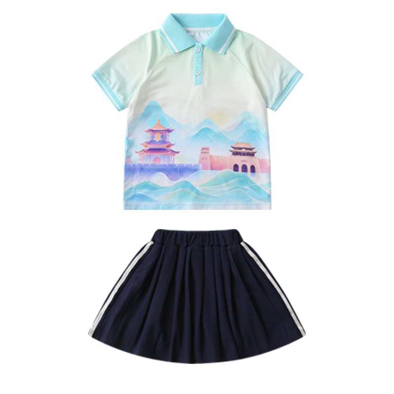 夏季英伦风小学生短袖园服套装