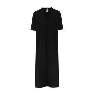 春秋季新款黑色V领连衣裙气质很仙长裙女修身显瘦内搭外穿T恤纯白