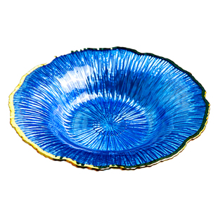 轻奢水果盘烟花高脚描金零食糖果干果收纳碟创意现代商用冷餐盘子