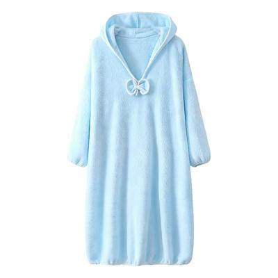秋冬浴袍可穿浴巾女家用珊瑚绒吸水柔软速干浴裙洗澡睡袍睡衣连帽
